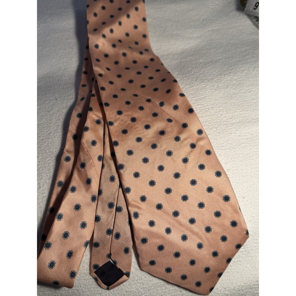 Hunters Bay 100% Silk Peach Blue Floral Men's Tie Woven Fabric